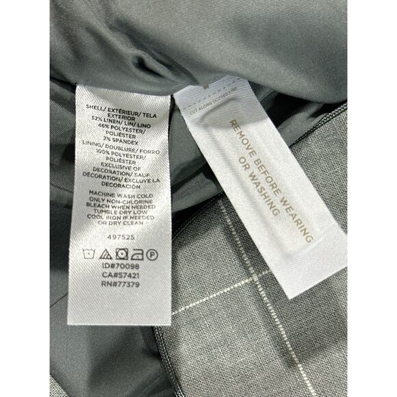 Ann Taylor Women’s Size 4 Linen Blend Gray Windowpane Plaid One Button Blazer - Picture 7 of 8
